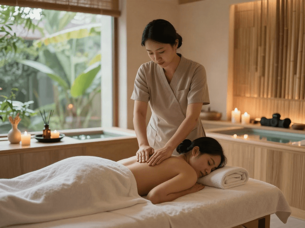 김포출장안마 massage therapy session in tranquil spa environment with soothing ambiance.