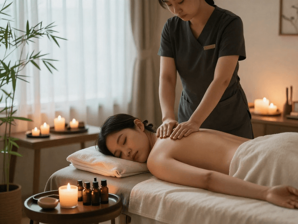Experience ultimate relaxation with 김포출장안마 services in a serene spa setting, featuring calming ambiance and luxurious elements.