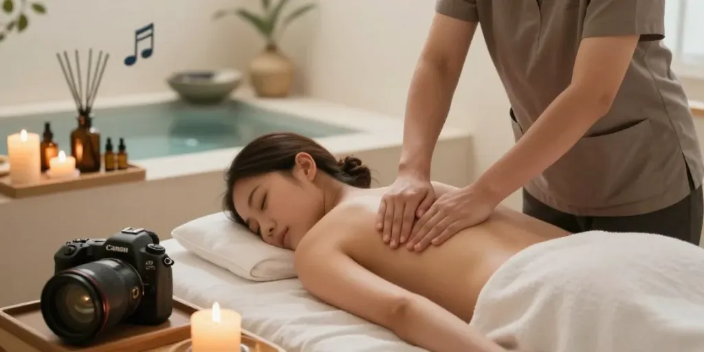 분당출장안마 마사지가 이루어지는 아늑한 스파 공간의 모습