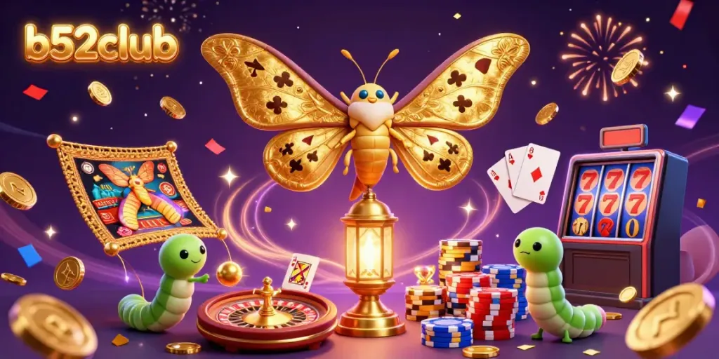 Join the excitement at b52club with a vibrant scene filled with casino games and golden rewards.