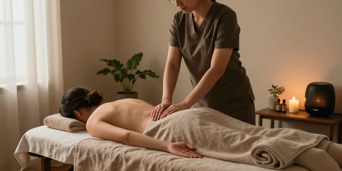 마사지 치료 중인 고객과 전문가의 편안한 스파 공간