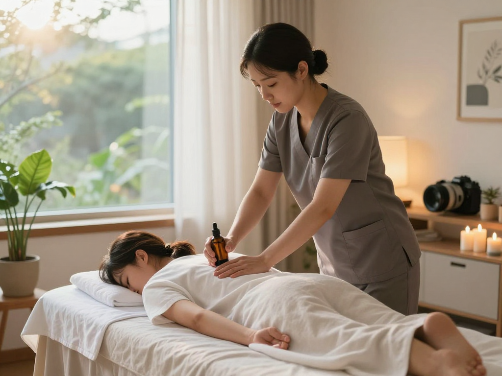 Experience a calming 서울출장마사지 session in a serene home environment with a professional therapist.