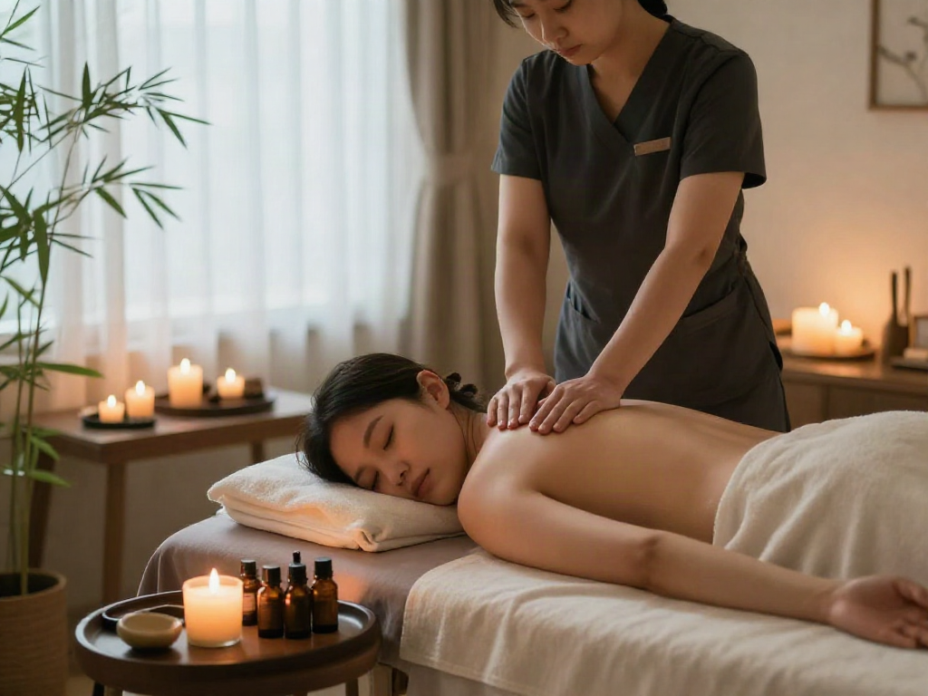 Experience ultimate relaxation with 김포출장안마 services in a serene spa setting, featuring calming ambiance and luxurious elements.